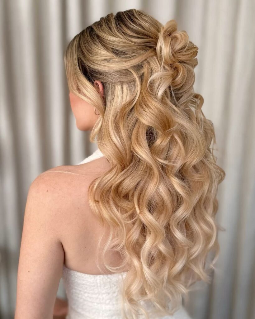 Glamorous Half Up Hollywood Waves