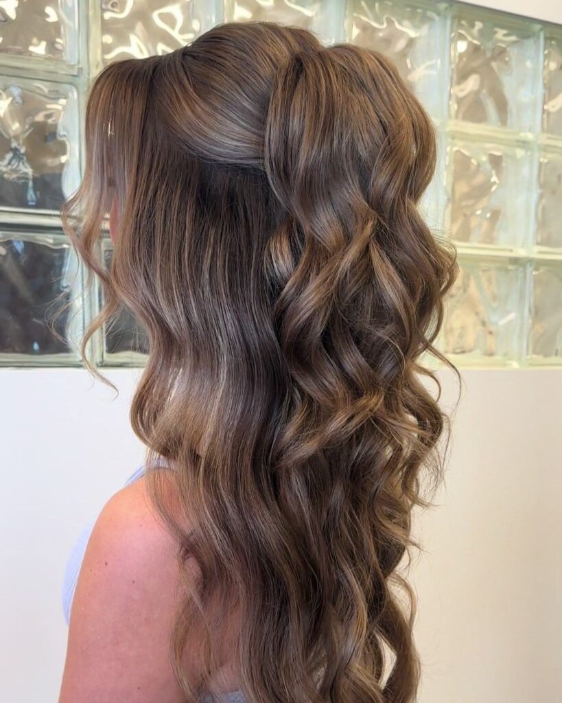 Half Up Hairstyle with Long Layers