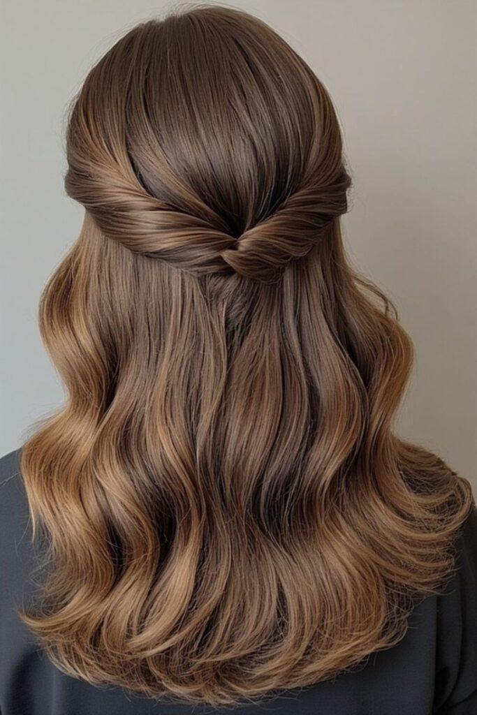 Twisted Crown Half Up Hairstyle