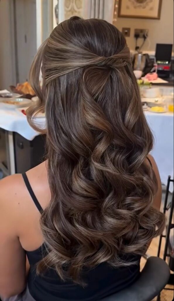 Half Up Half Down with Beach Waves