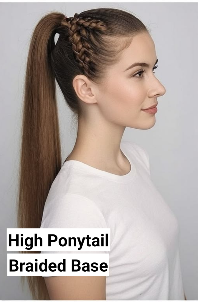 High Ponytail with Braided Base