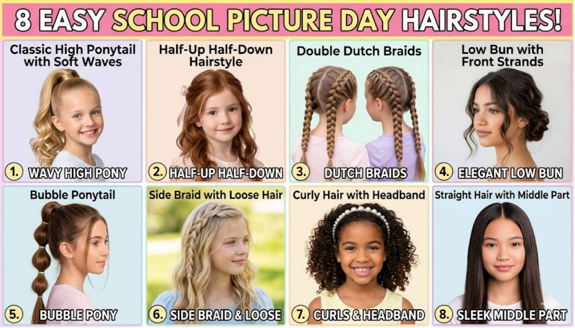 8 Hairstyles for Picture Day School