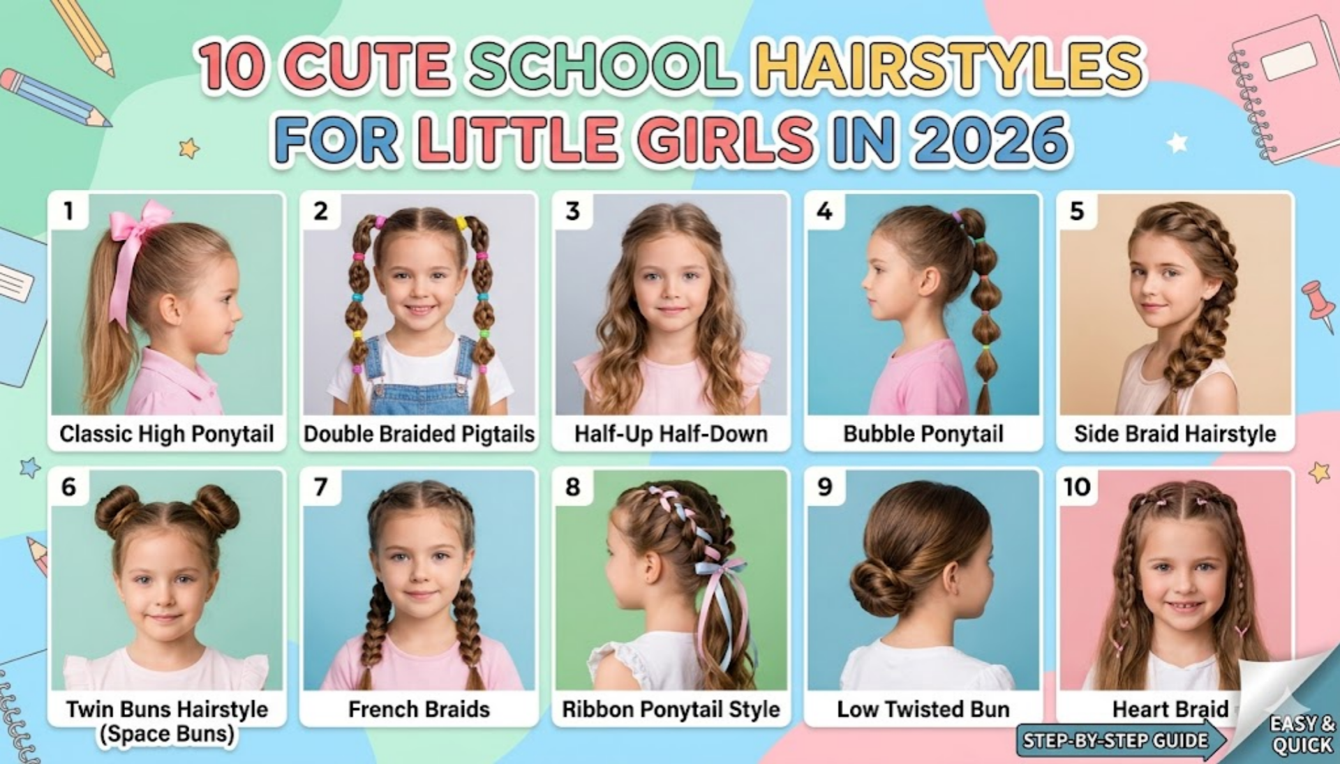 10 Cute Hairstyles for Little Girls School in 2026