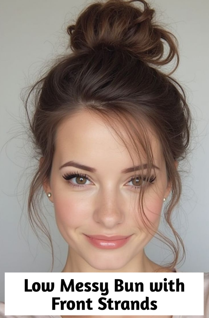 Low Messy Bun with Front Strands